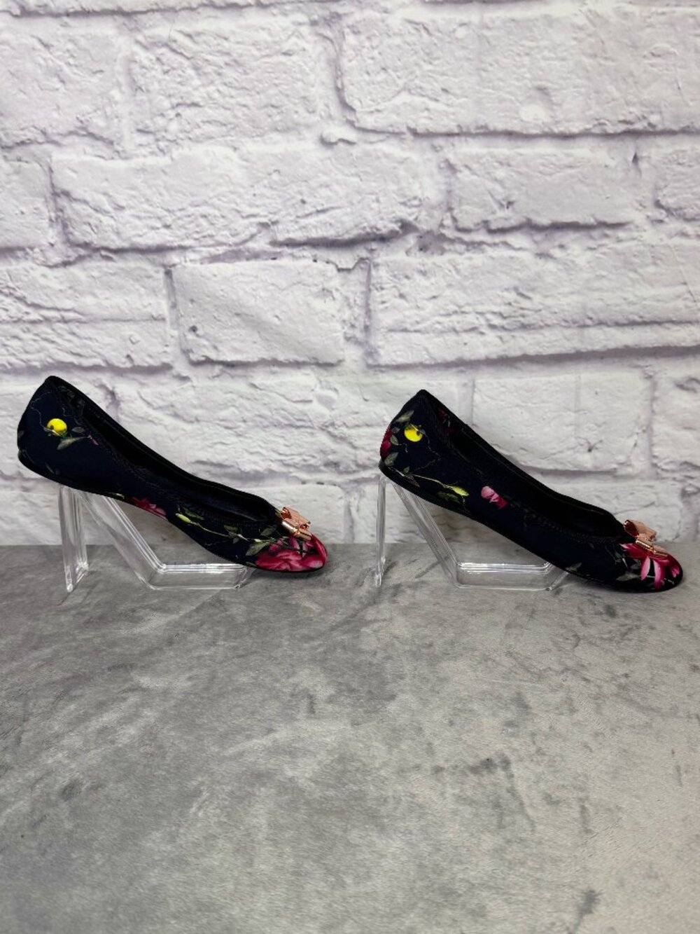 Ted Baker Black Floral Ballet Flats